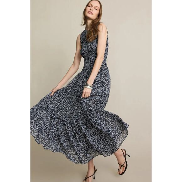 Michael Kors Dresses & Skirts - Michael Kors Womens Smocked Tank Dress Size Small Blue Floral Bohemian Cottage